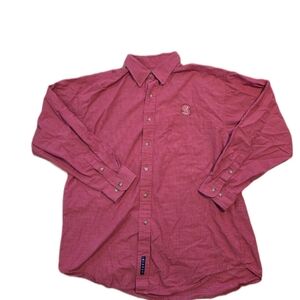 Red Long-Sleeve Button-Down Shirt - Collegiate Logo